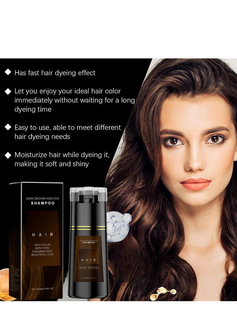 EELHOE Hair Dye Shampoo,3-In-1 Shampoo for Color Treated Hair,Hair Colour Shampoo for Grey Hair Coverage,Home Hair Dye Pure Plant Extract,Hair Care Instant Dye Shampoo,Anti Grey Shampoo 200ml(Dark Brown) - Image 3